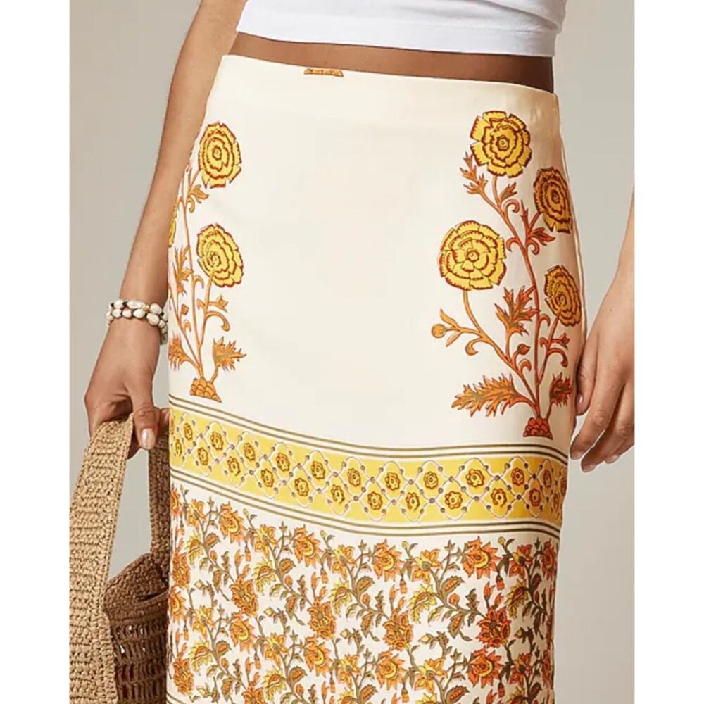 J.Crew Sunset Rose Block Print Knee Length Floral Skirt Size 00